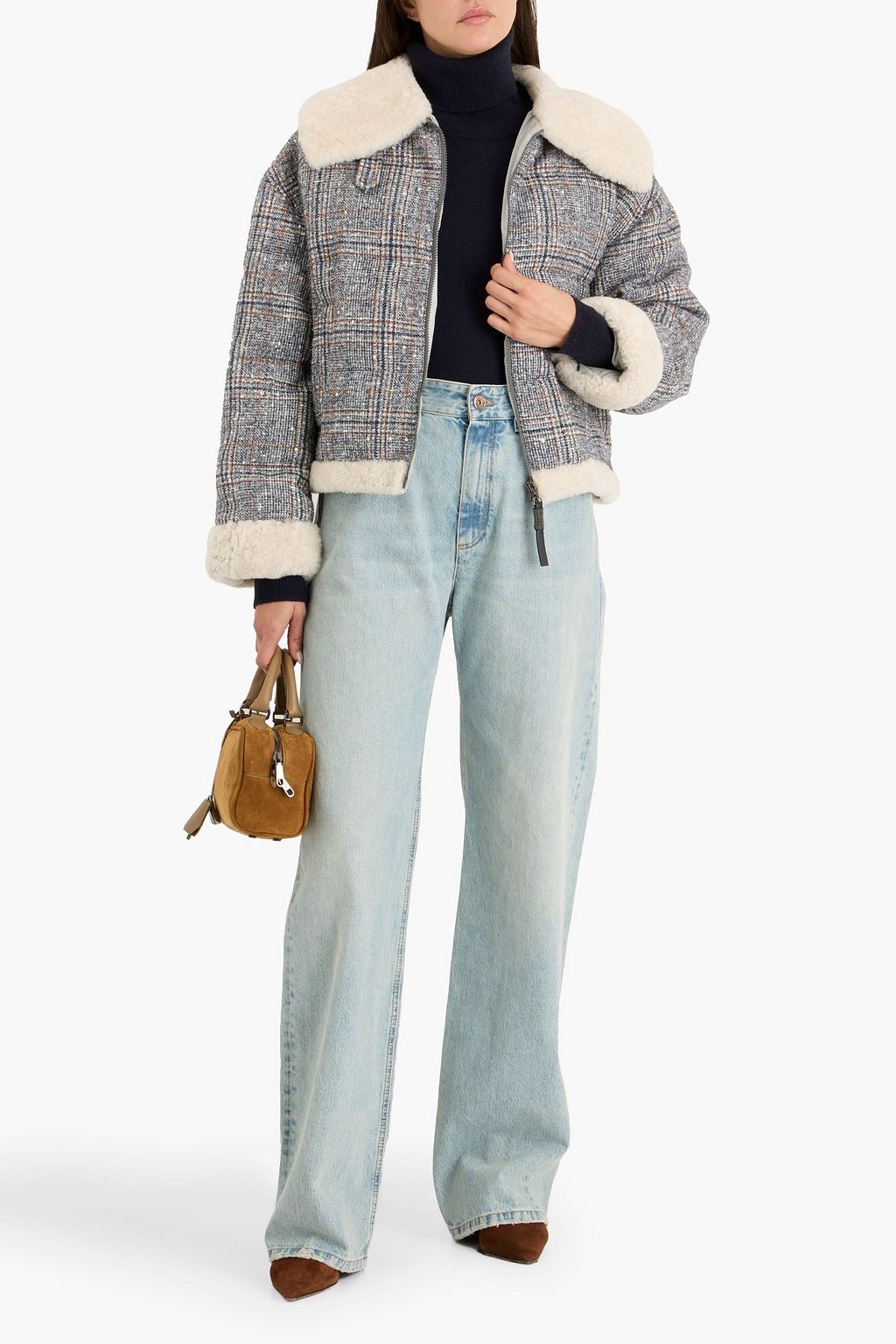 BRUNELLO CUCINELLI Checked quilted wool-blend tweed down jacket