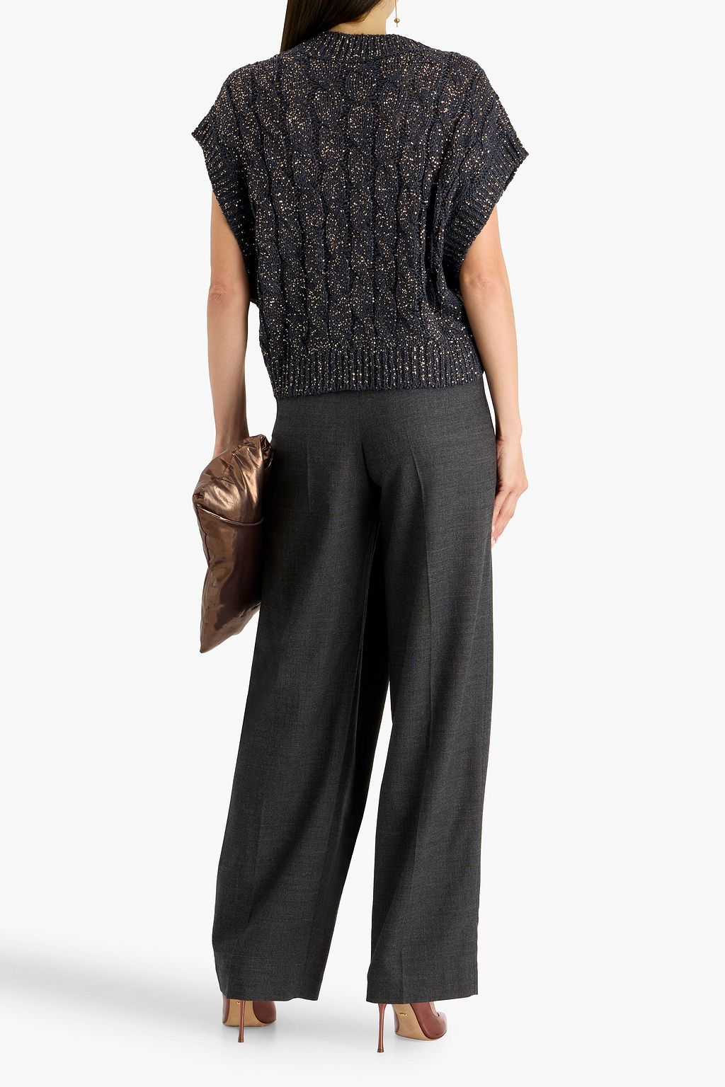 BRUNELLO CUCINELLI Sequin-embellished cable-knit vest
