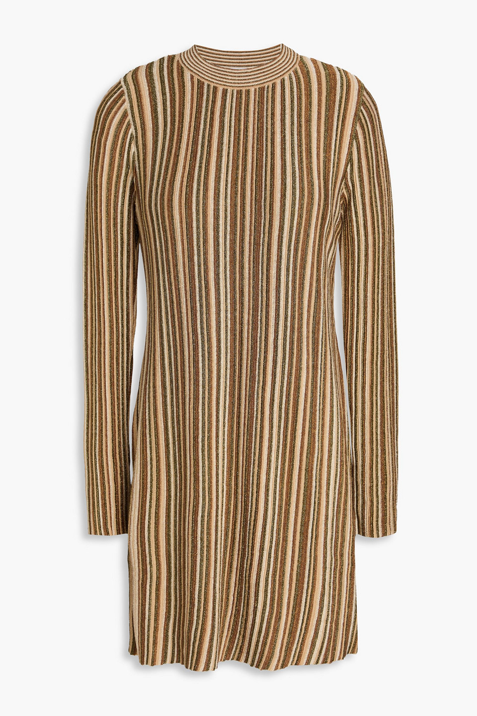 veronica beard - jane metallic striped ribbed-knit mini dress - neutral - xs