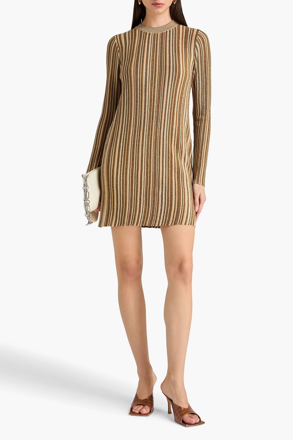 knee length dresses for ladies Metallic Striped Midi Dress main image 0