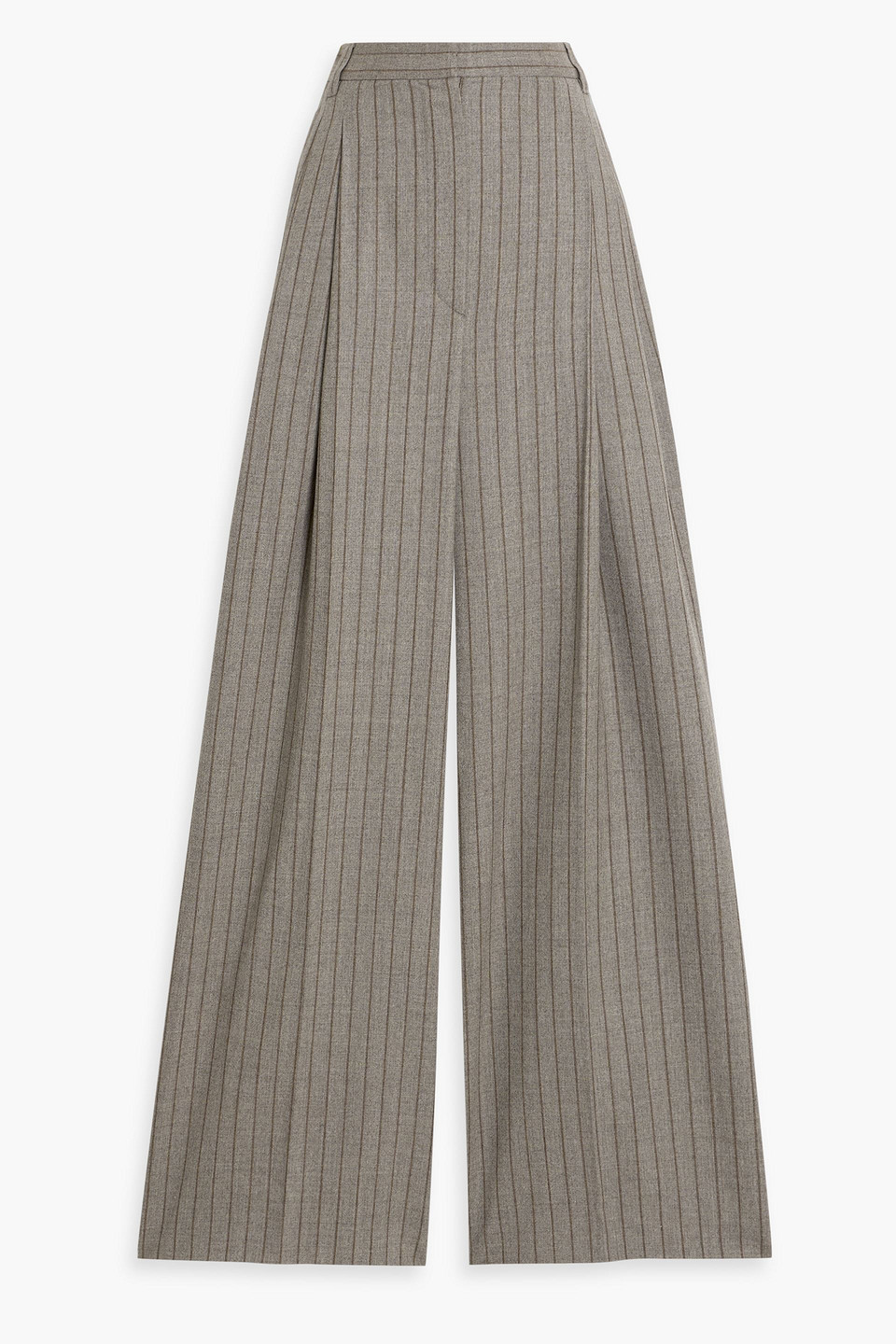 Brunello Cucinelli Striped Wool-flannel Wide-leg Pants In Multi
