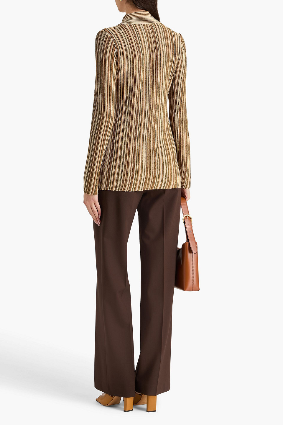  Veronica Beard - Gestreifter Cardigan „landon“ Aus Rippstrick In Metallic-optik - Neutral - Xs 