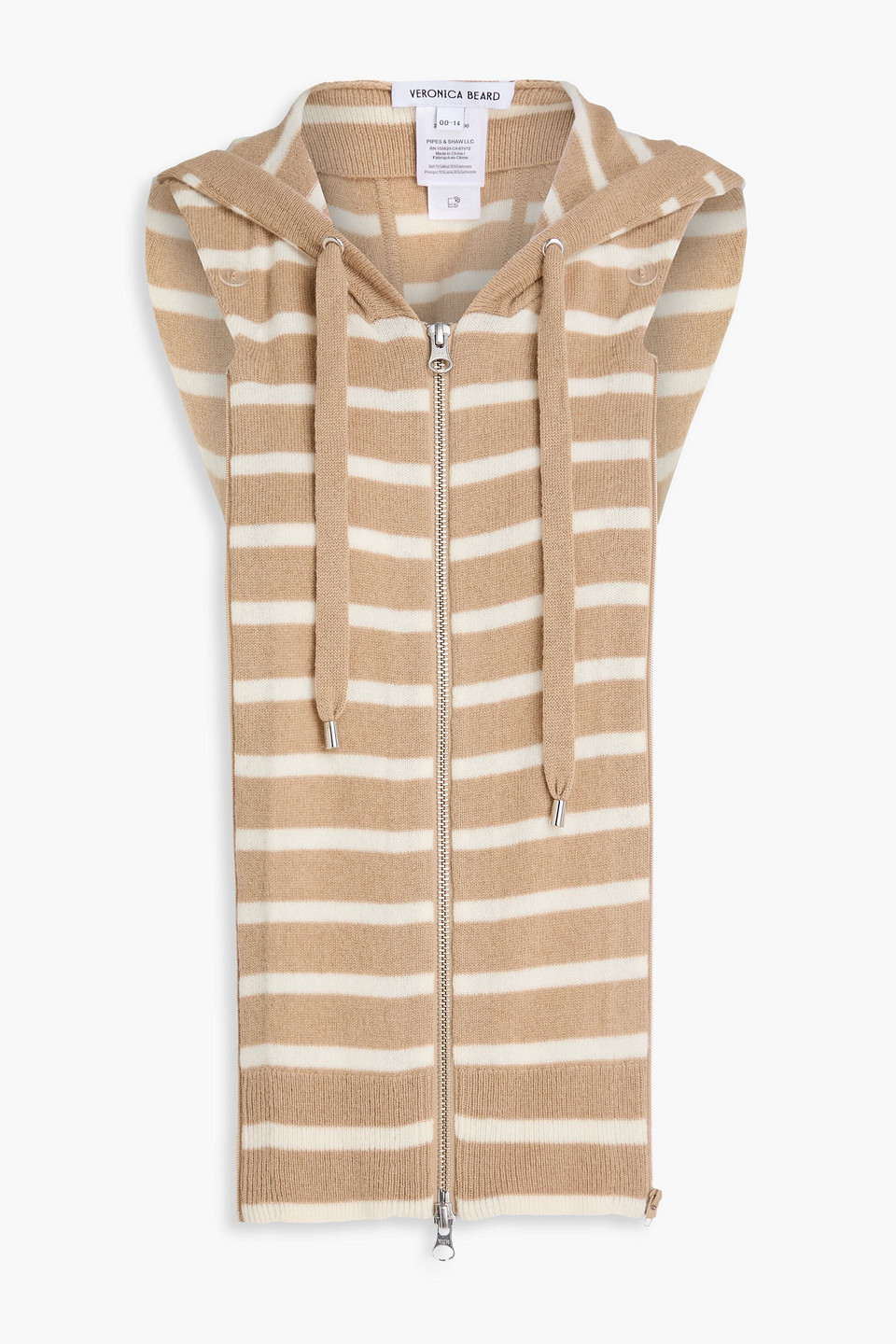 Veronica Beard Striped Wool And Cashmere-blend Hooded Dickey In Brown