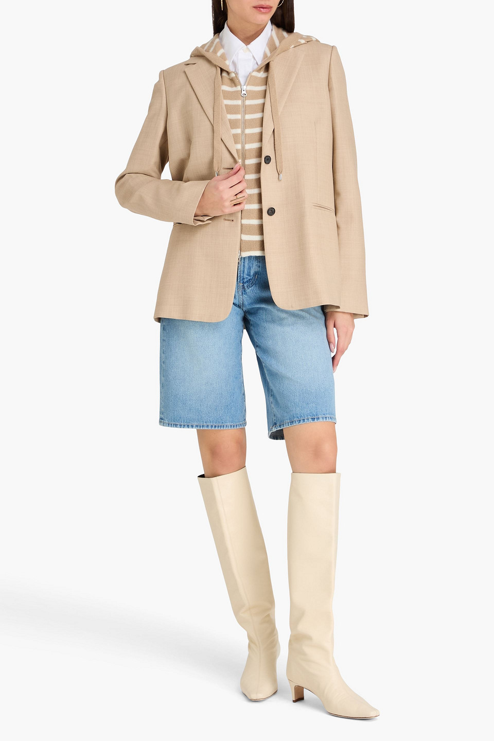  Veronica Beard - Gestreifte Chemisette Aus Einer Woll-kaschmirmischung Mit Kapuze - Neutral - Onesize 