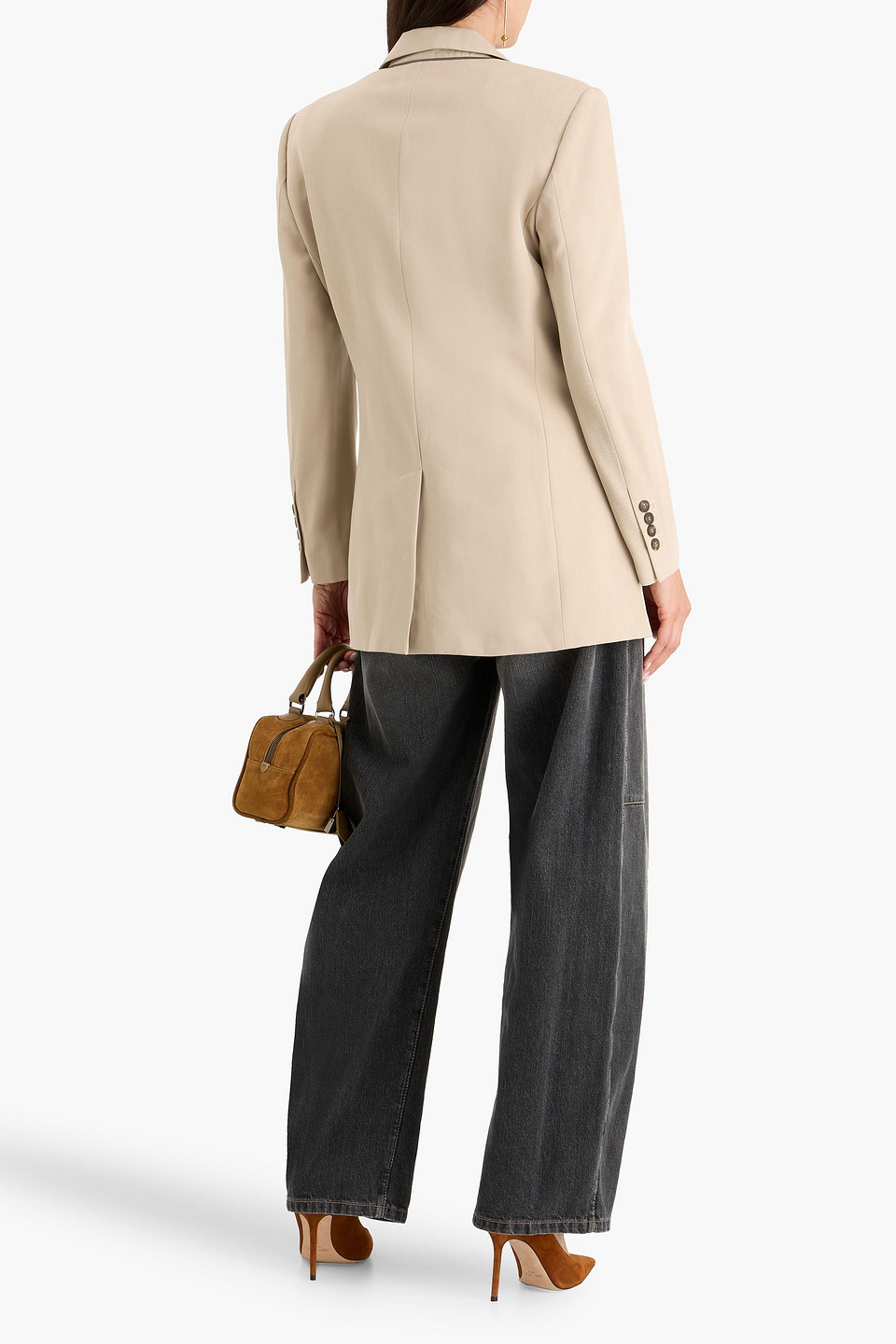 Brunello Cucinelli Wool-blend Twill Blazer In Brown