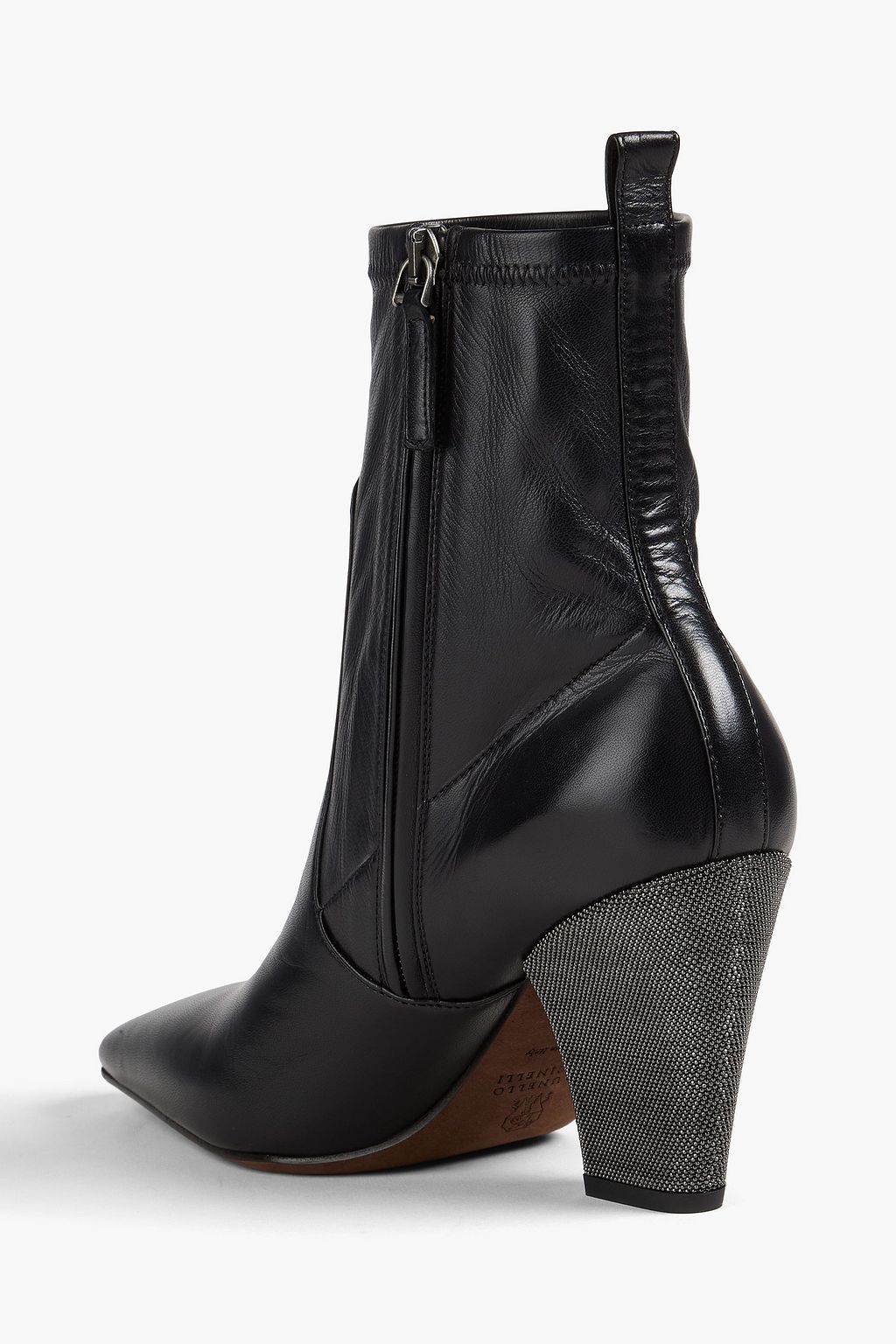 BRUNELLO CUCINELLI Bead-embellished leather ankle boots