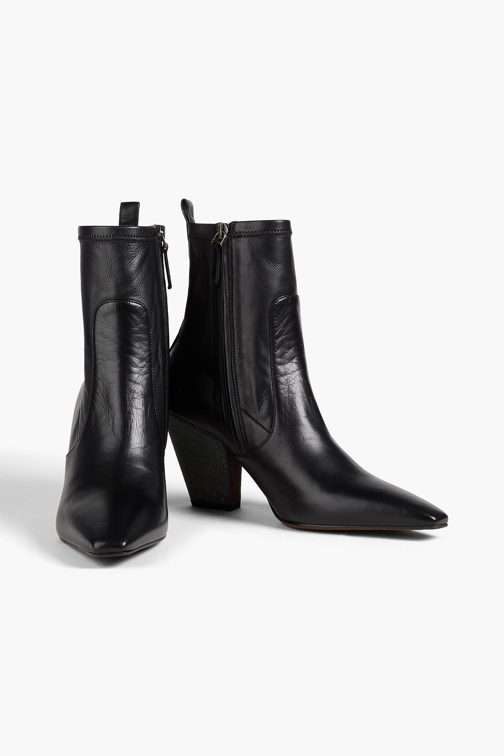 BRUNELLO CUCINELLI Bead-embellished leather ankle boots