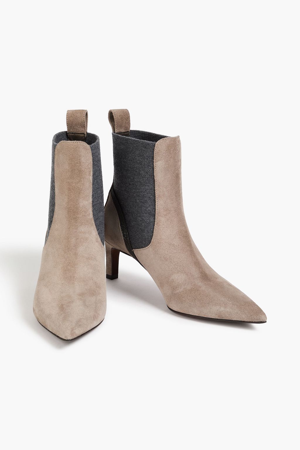 BRUNELLO CUCINELLI Bead-embellished suede Chelsea boots