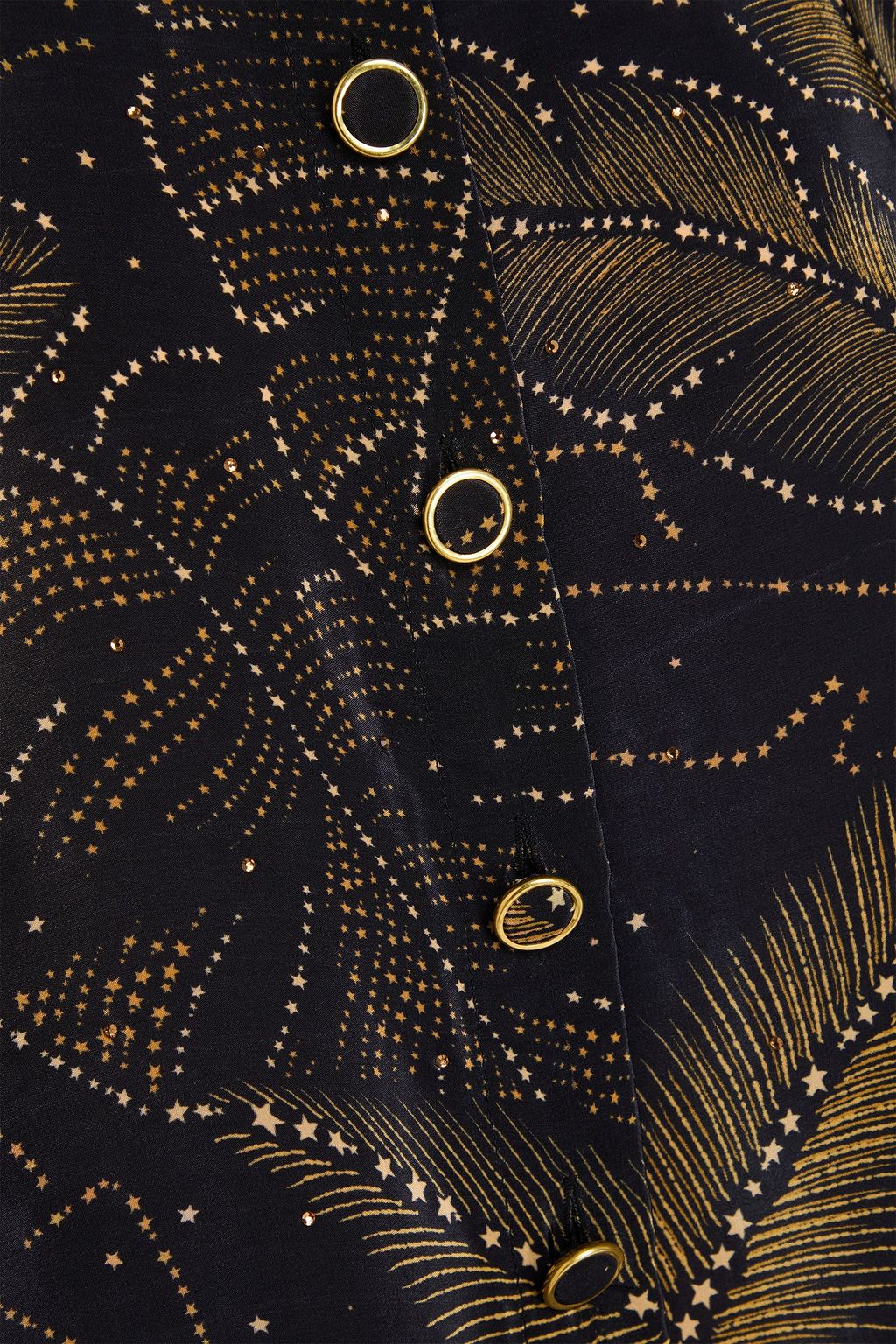 FARM RIO Crystal-embellished printed crepe de chine shirt