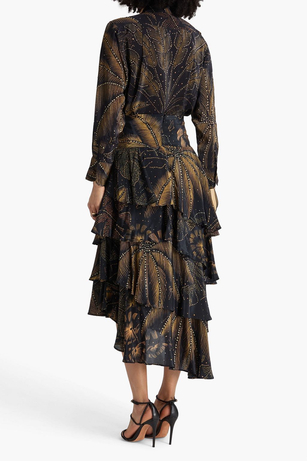 FARM RIO Crystal-embellished printed crepe de chine shirt