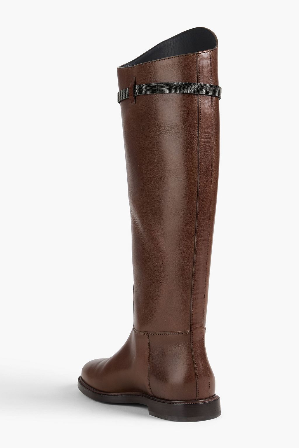 BRUNELLO CUCINELLI Bead-embellished leather knee boots