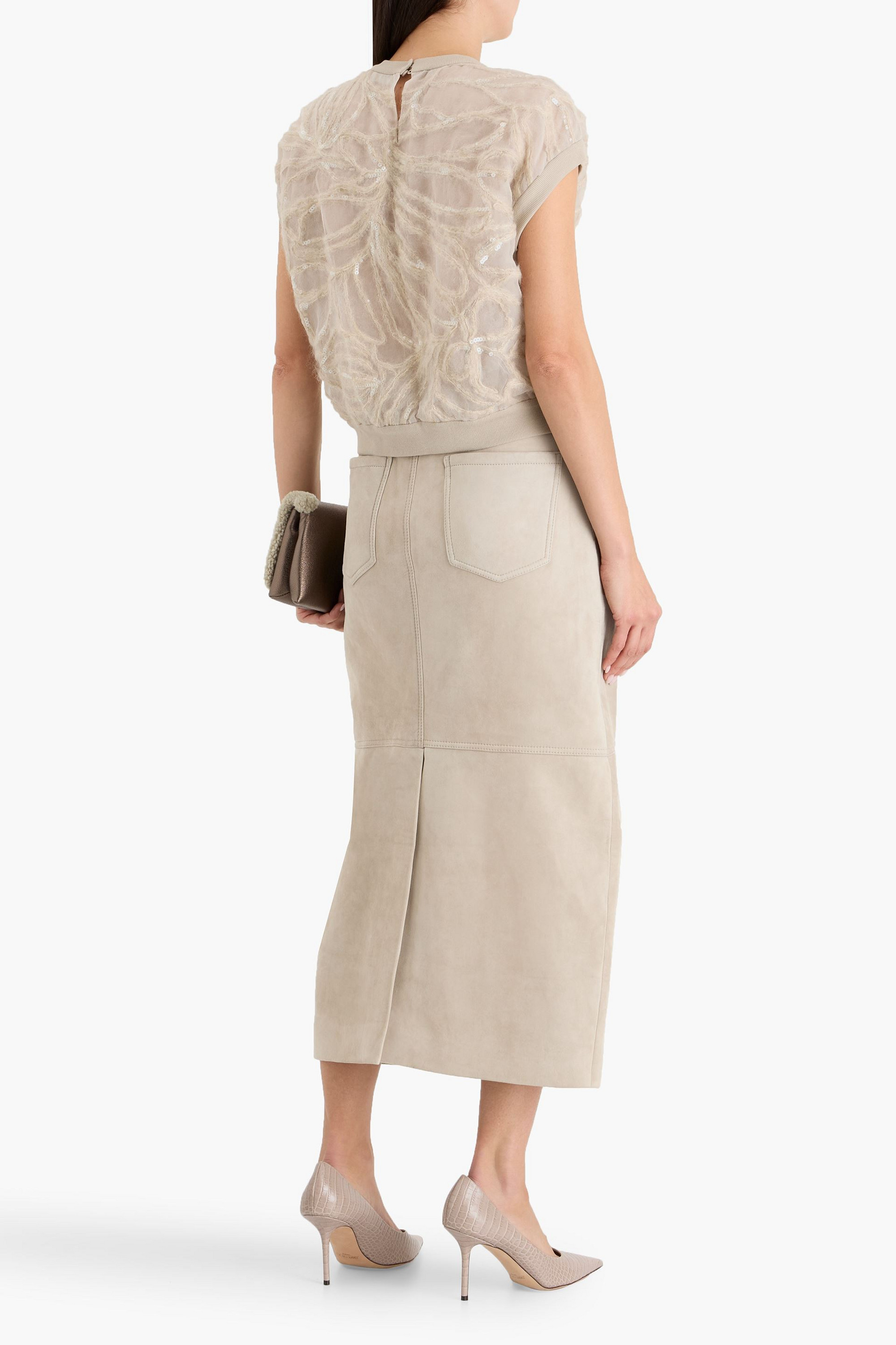 Brunello Cucinelli Suede midi skirt