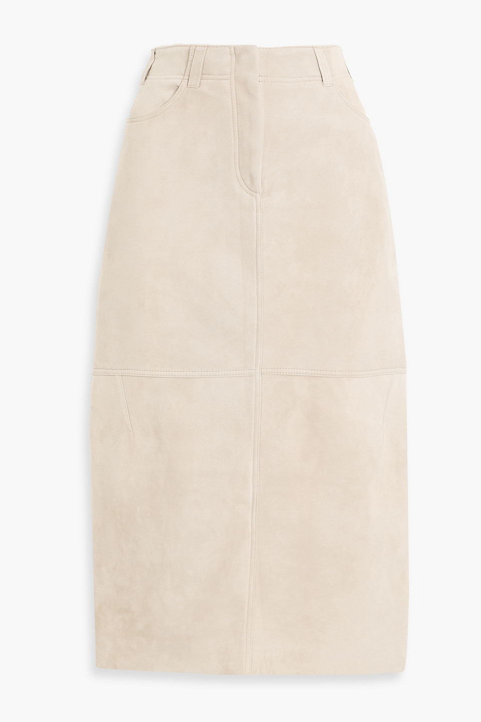 Brunello Cucinelli Suede Midi Skirt In Neutral