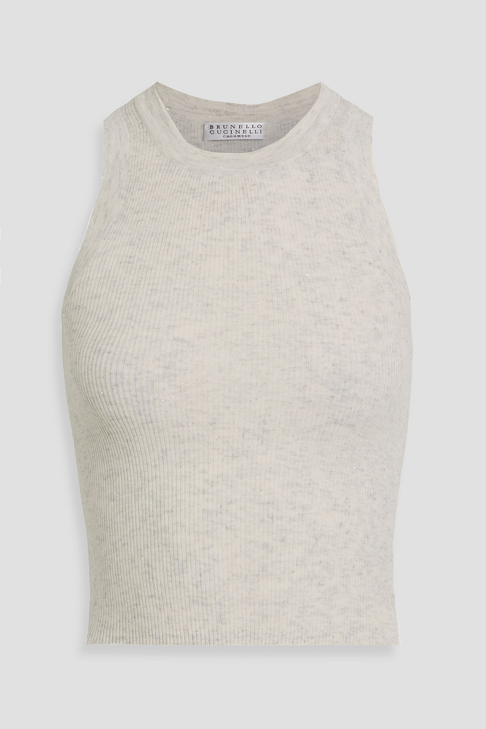 Brunello Cucinelli Metallic Ribbed-knit Tank In White