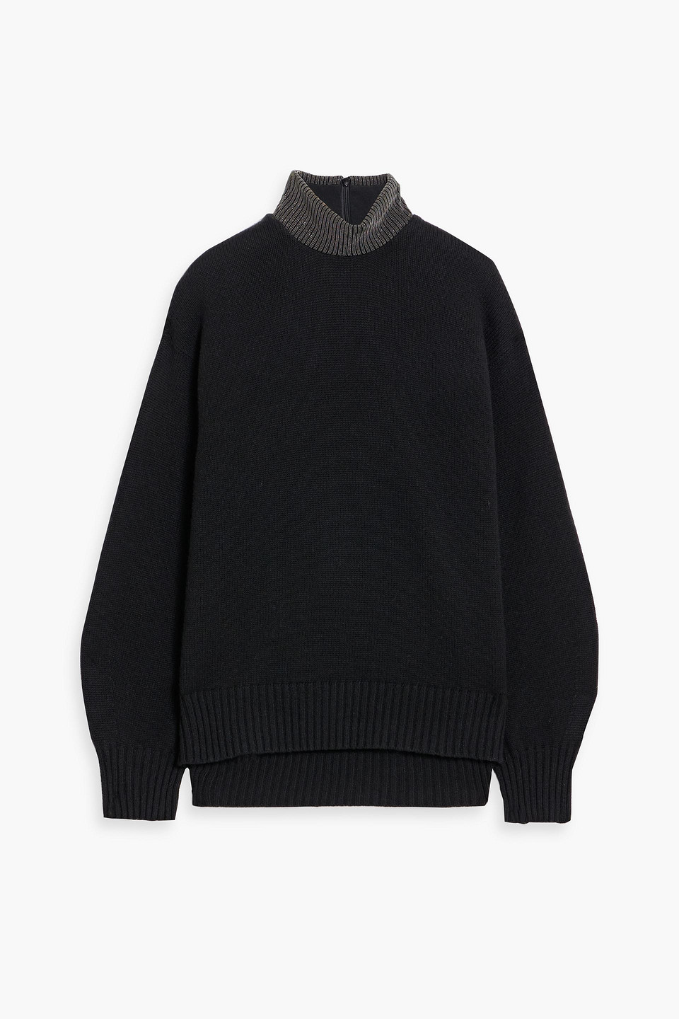 Brunello Cucinelli Bead-embellished Cashmere Sweater In Black
