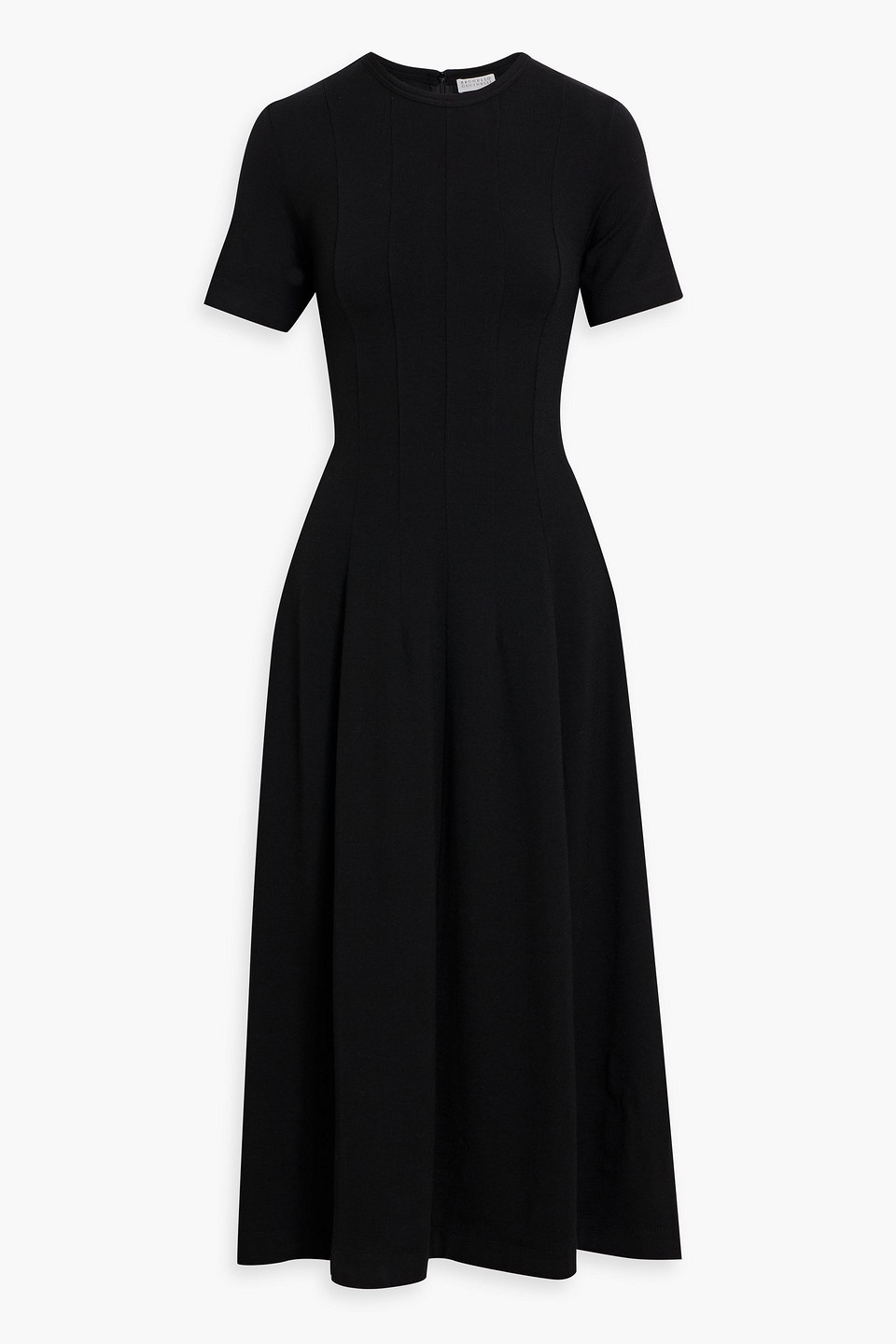 Brunello Cucinelli Wool-blend Jersey Midi Dress In Black