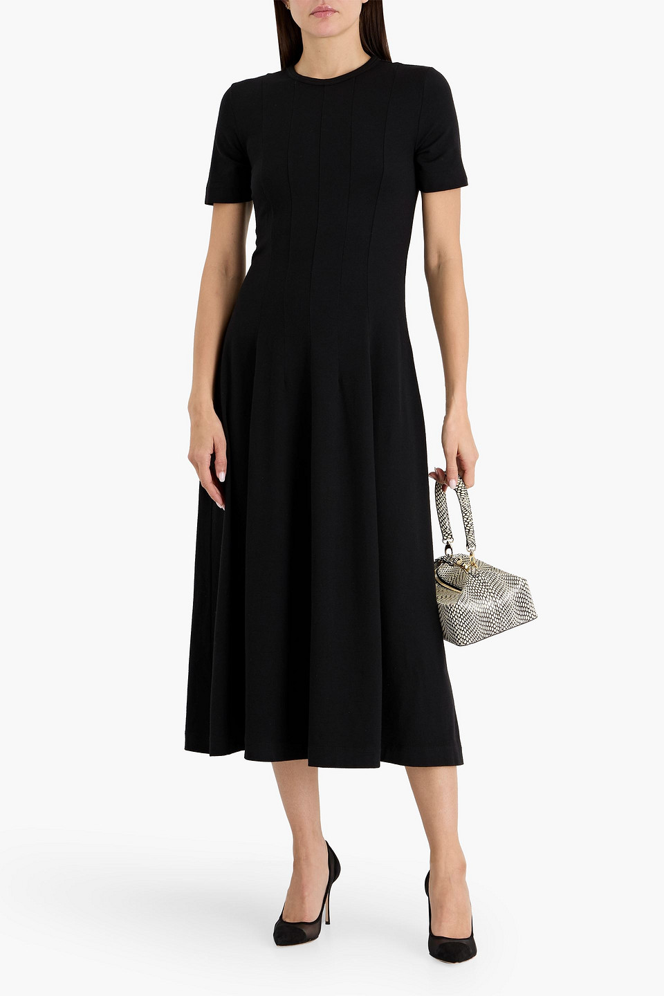 Brunello Cucinelli Wool-blend Jersey Midi Dress In Black