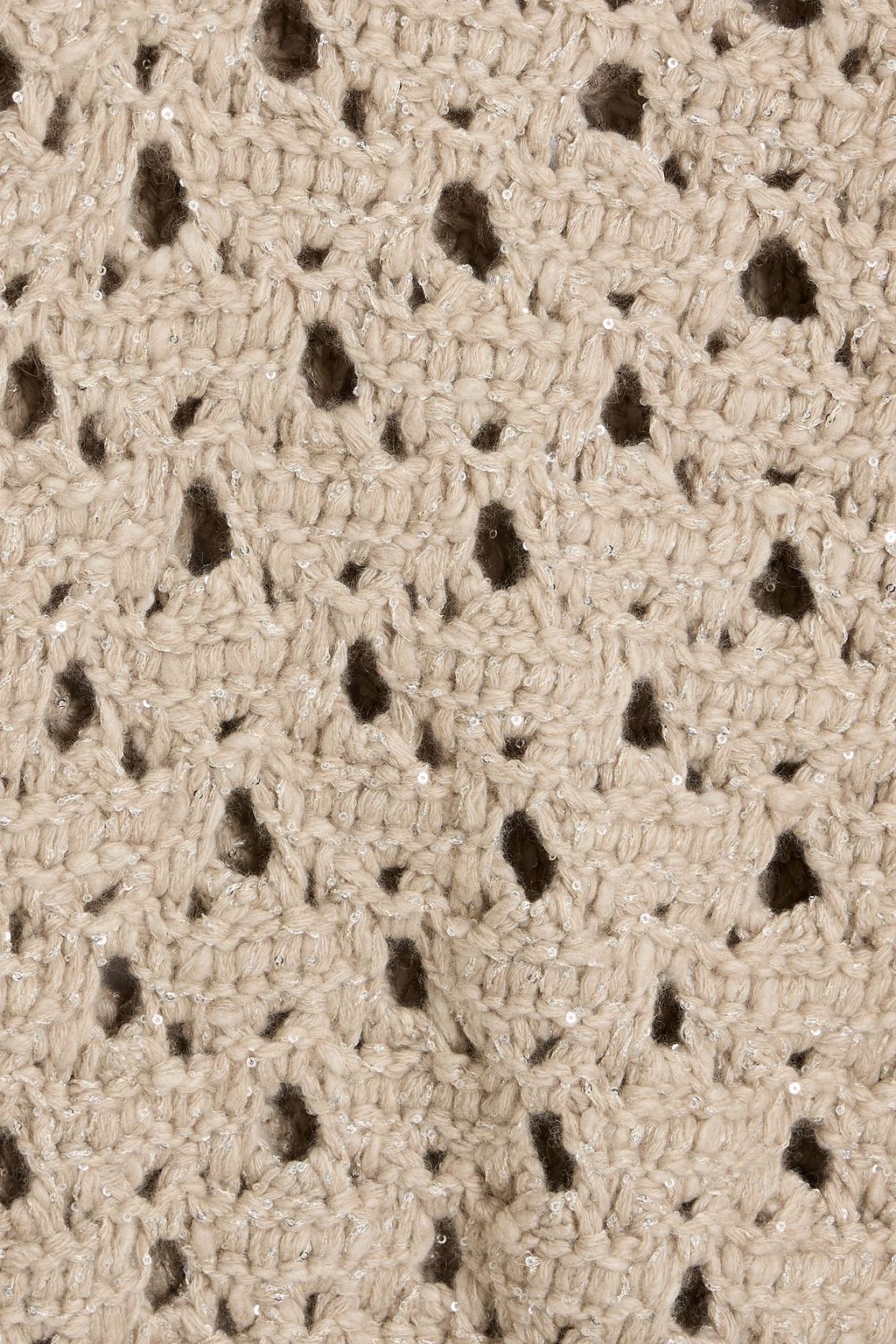 BRUNELLO CUCINELLI Sequin-embellished open-knit cashmere-blend half-zip sweater