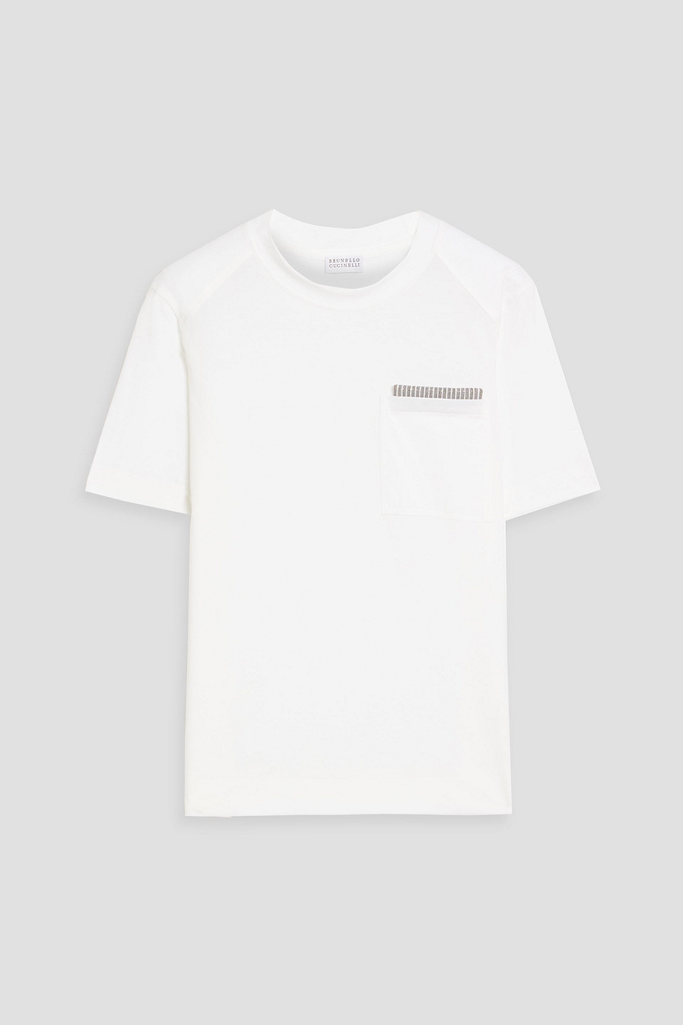 Brunello Cucinelli Bead-embellished Cotton-jersey T-shirt In White