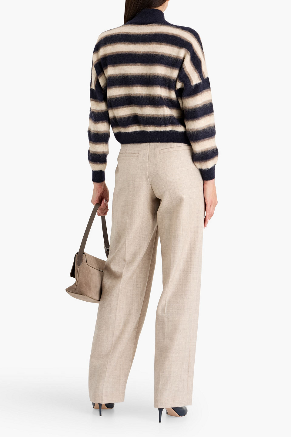 Brunello Cucinelli Pleated Wool Straight-leg Pants In Neutral