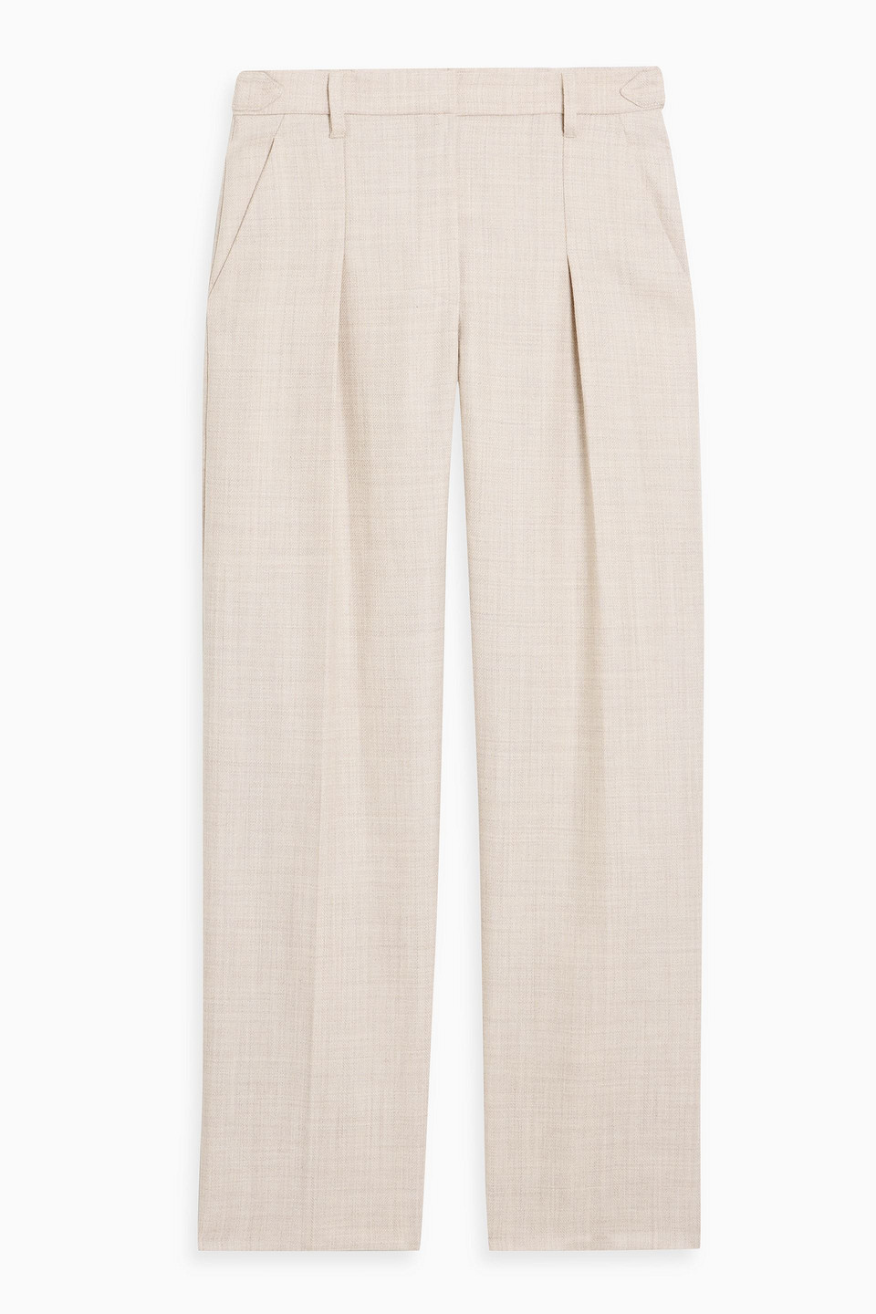 Brunello Cucinelli Pleated Wool Straight-leg Pants In Neutral