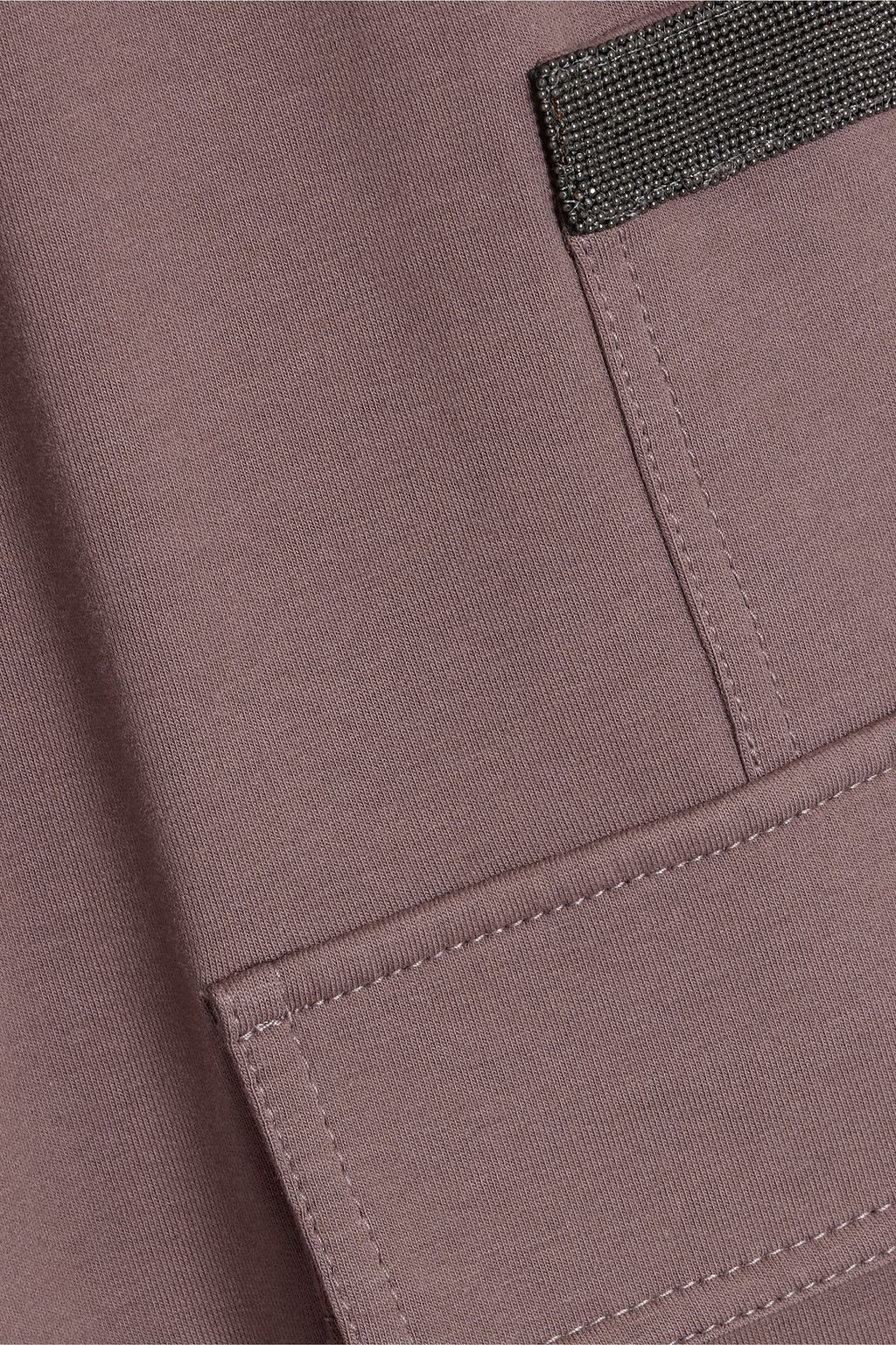 BRUNELLO CUCINELLI Bead-embellished French cotton-blend terry track pants