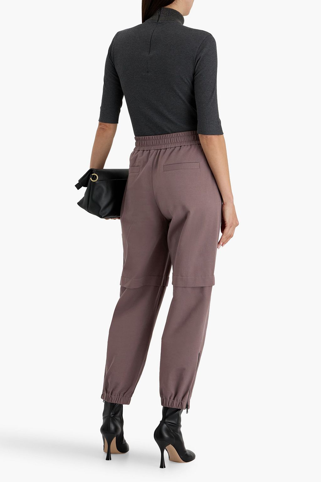 BRUNELLO CUCINELLI Bead-embellished French cotton-blend terry track pants