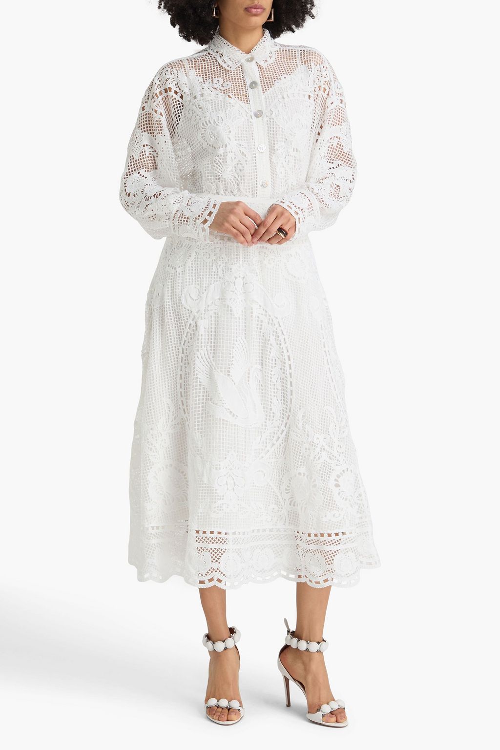 farm rio scalloped shirt dress FARM Rio Off-White Cool Day Relaxed Mini Dress Off White / M
