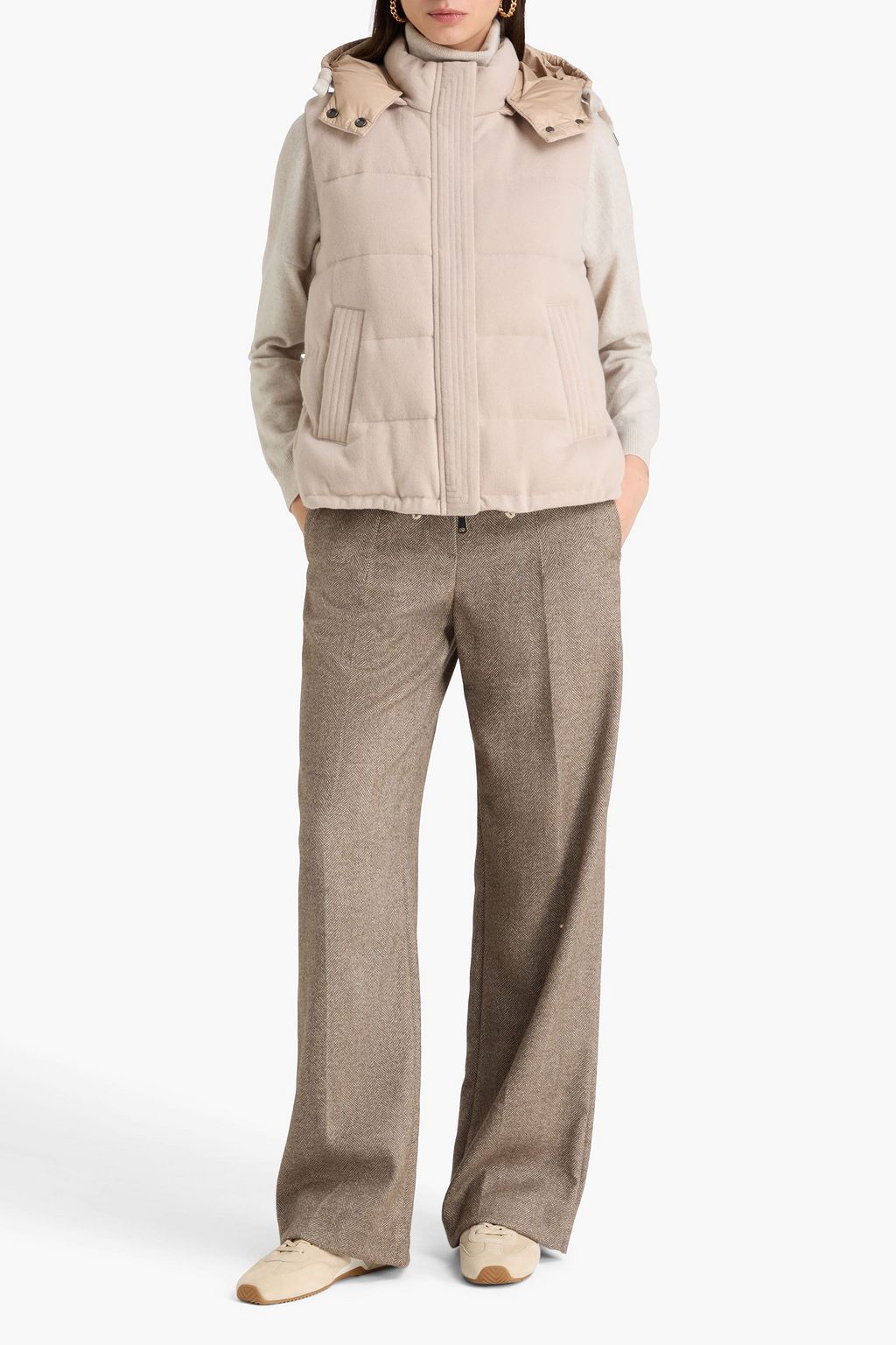 BRUNELLO CUCINELLI Quilted cashmere hooded down vest