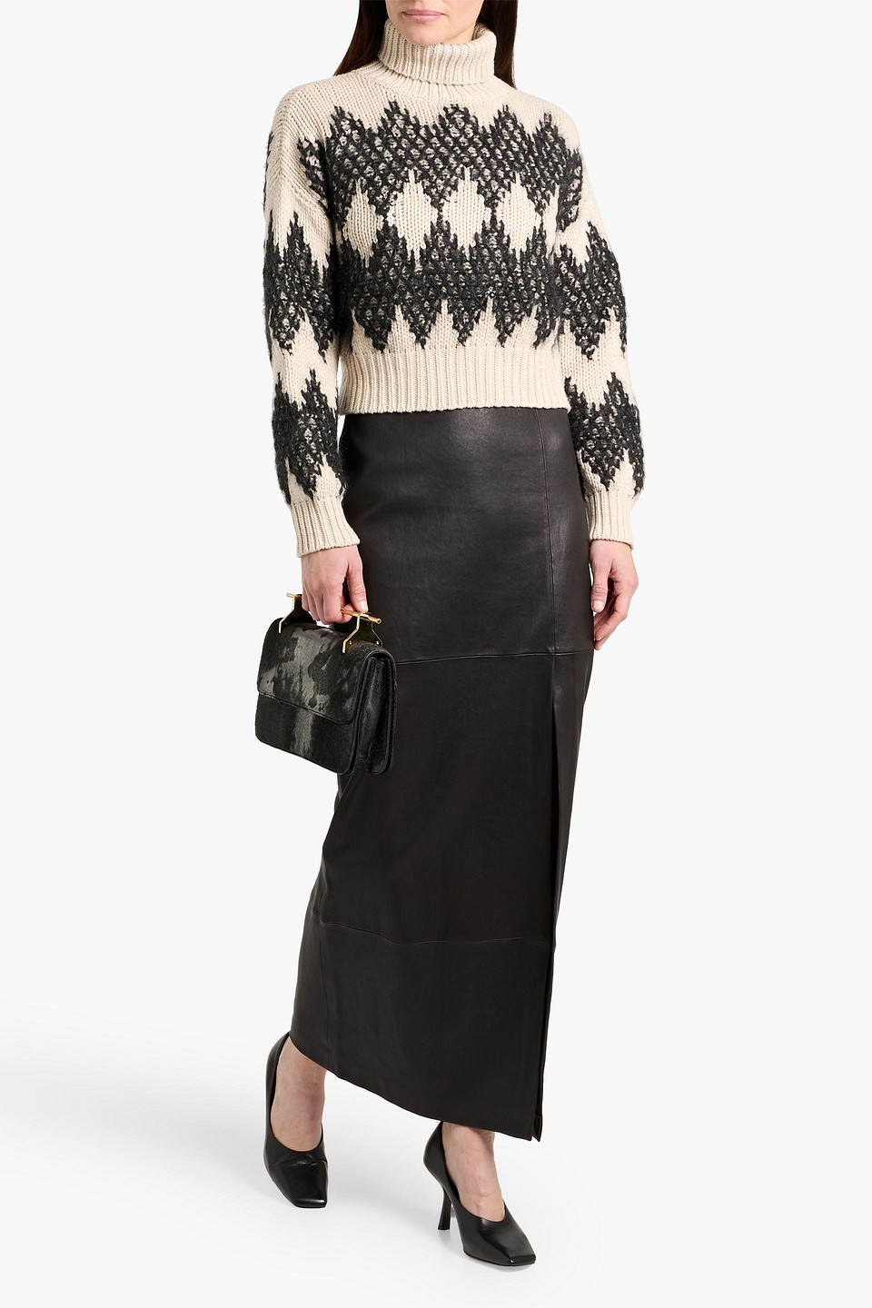 Brunello Cucinelli Embellished Wool, Cashmere And Silk-blend Turtleneck Sweater In Neutral