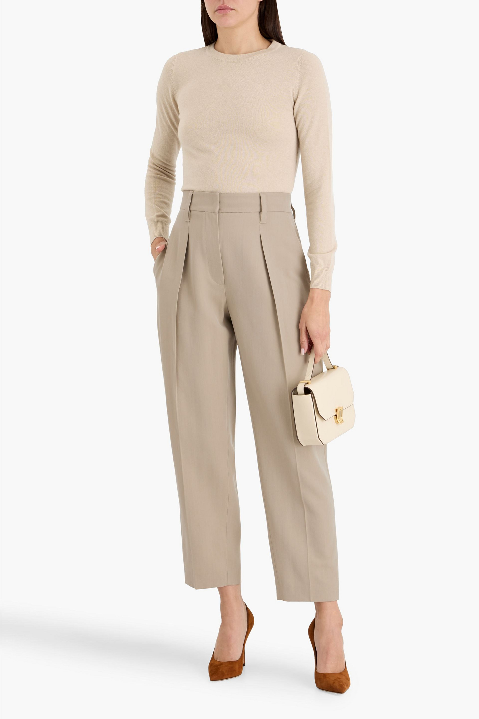 Brunello Cucinelli Pleated wool-blend twill tapered pants