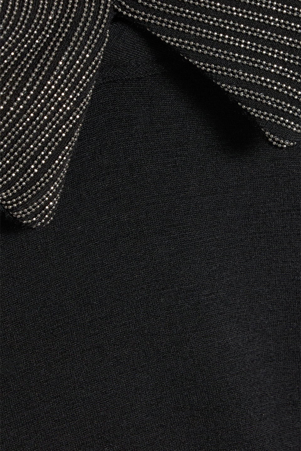 Brunello Cucinelli Bead-embellished Draped Wool-blend Jersey Midi Dress In Black