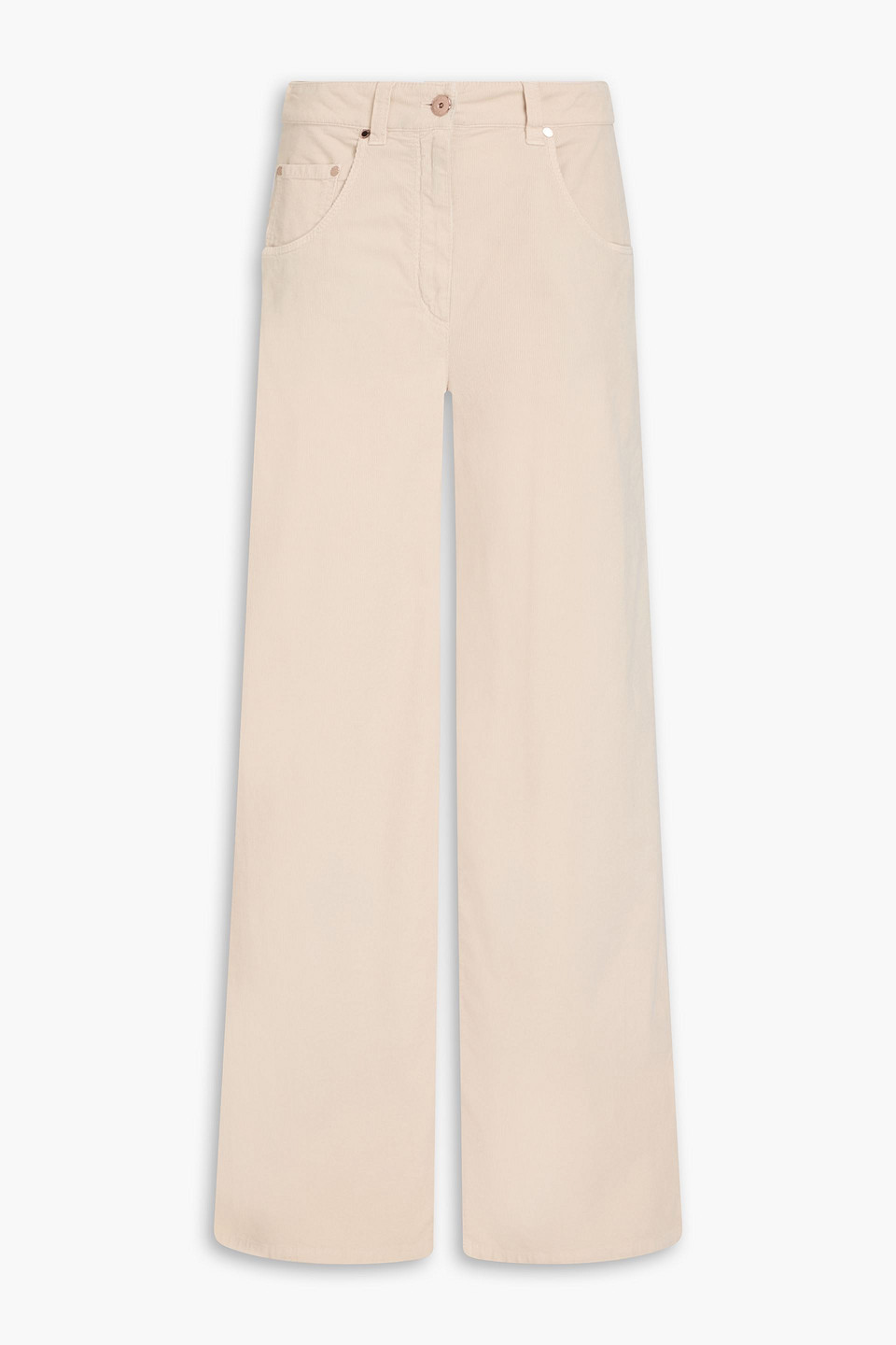Brunello Cucinelli Cotton And Cashmere-blend Corduroy Wide-leg Pants In Neutral