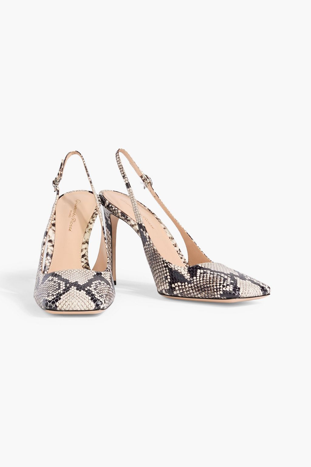 GIANVITO ROSSI Christina snake-effect leather slingback pumps