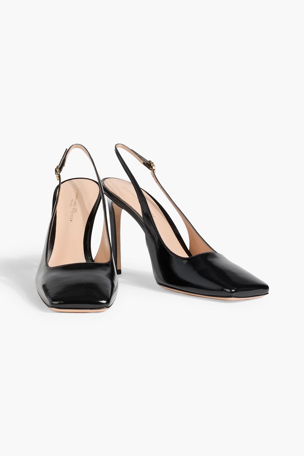GIANVITO ROSSI Christina glossed-leather slingback pumps