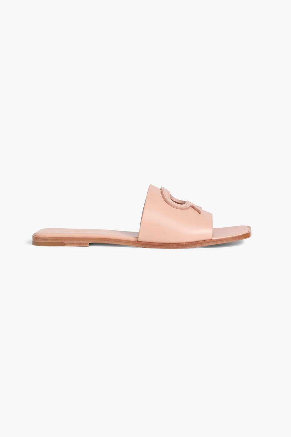 Gianvito Rossi Ribbon Cutout Leather Slides In Pink