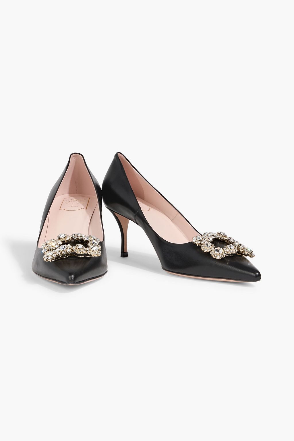ROGER VIVIER Flower Strass crystal-embellished leather pumps | THE