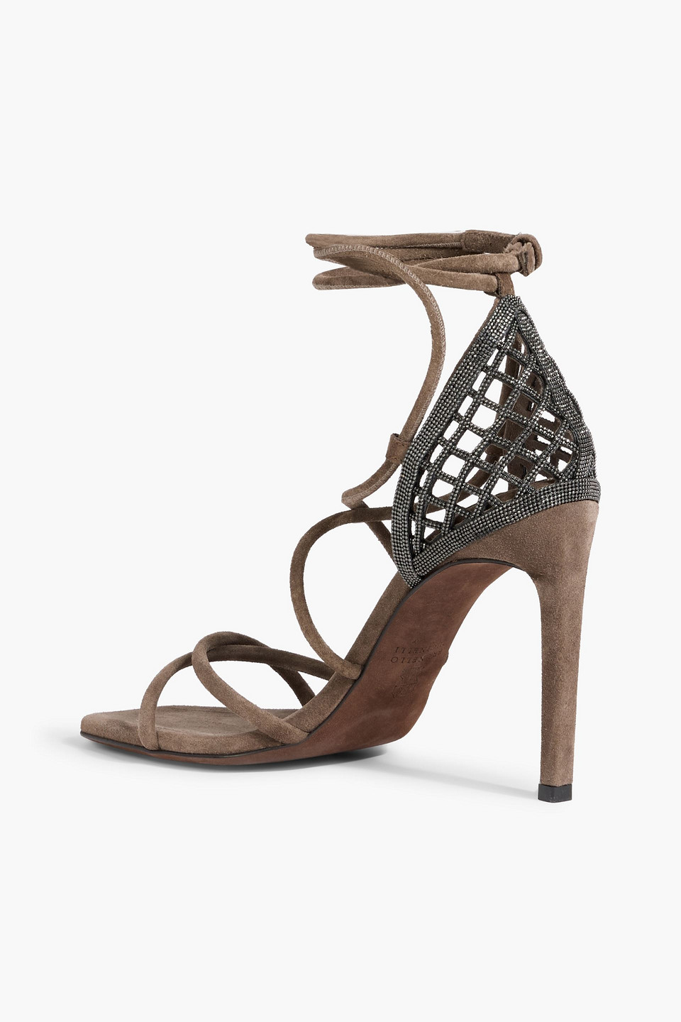  Brunello Cucinelli - Bead-embellished Suede Sandals - Neutral - Eu 35 