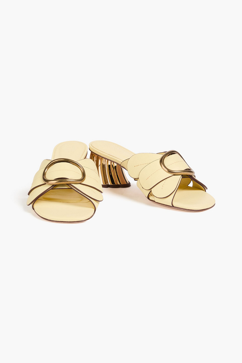  Farm Rio - Embellished Leather Mules - Yellow - Us 6.5 