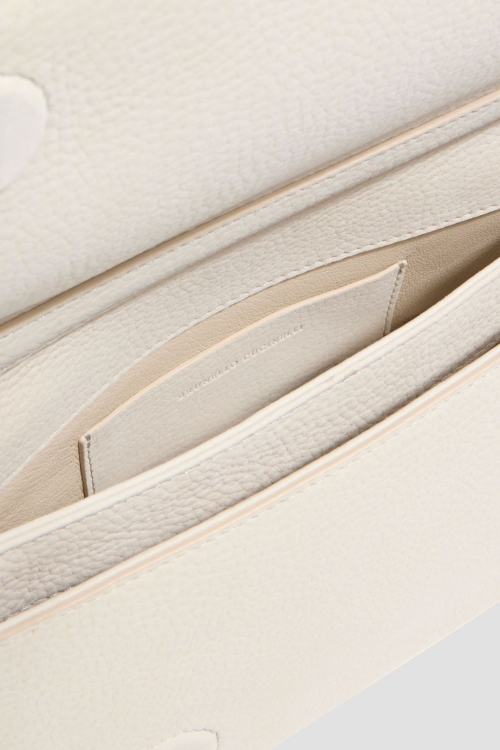 BRUNELLO CUCINELLI Shearling-trimmed pebbled-leather shoulder bag