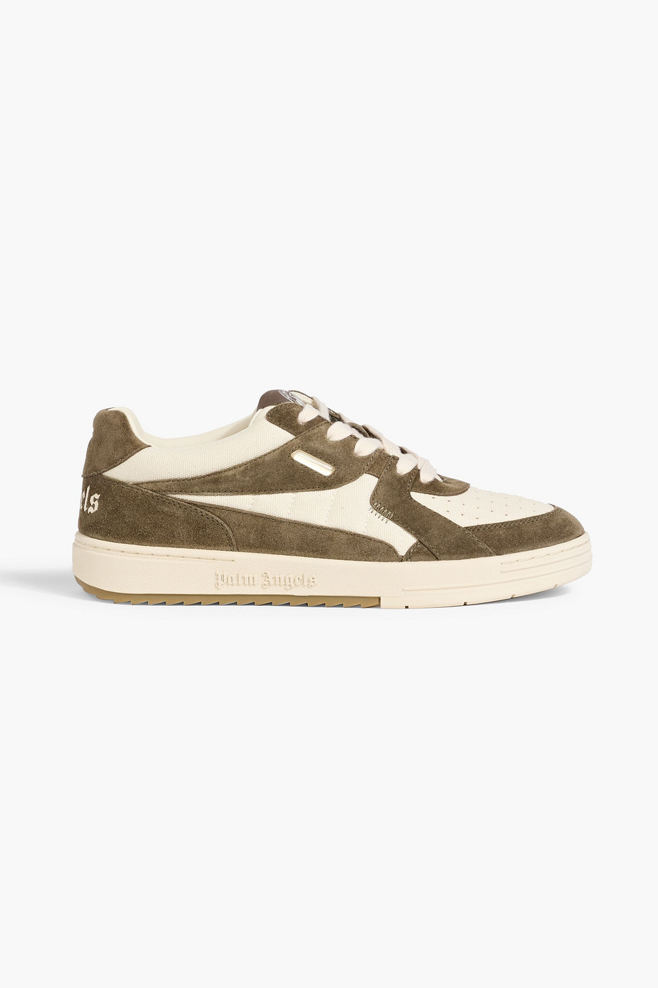 palm angels - university quilted canvas and suede sneakers - green - eu 41