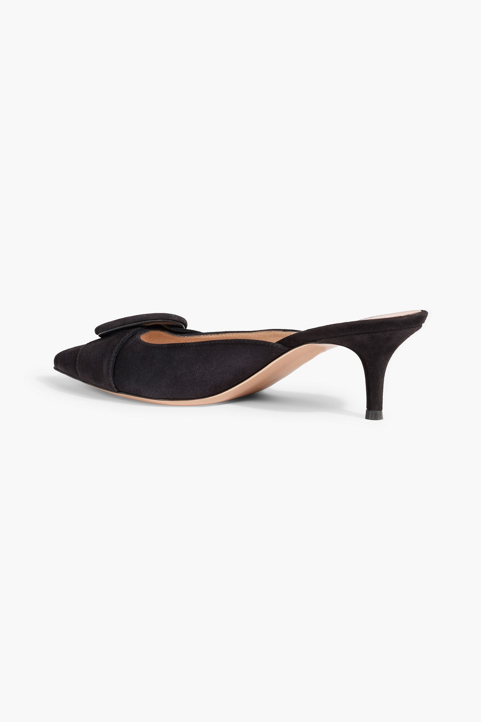 Gianvito Rossi Suede Portofino Heeled Mules 55 In Black Suede