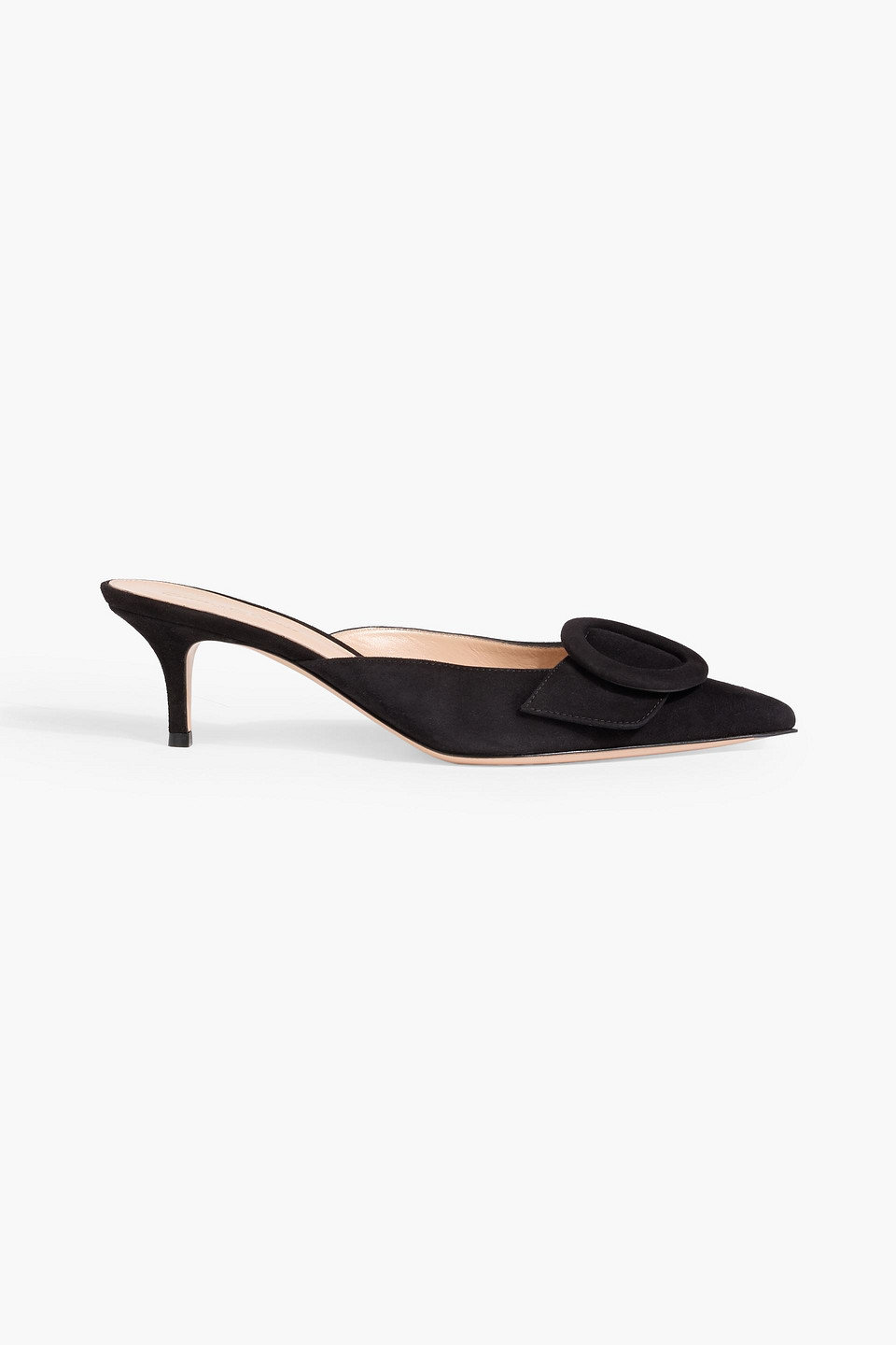Gianvito Rossi Suede Portofino Heeled Mules 55 In Black Suede