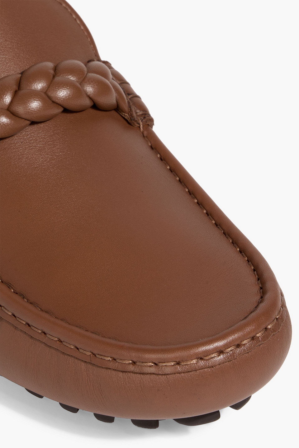 Gianvito Rossi Monza Braid-trimmed Leather Loafers In Brown