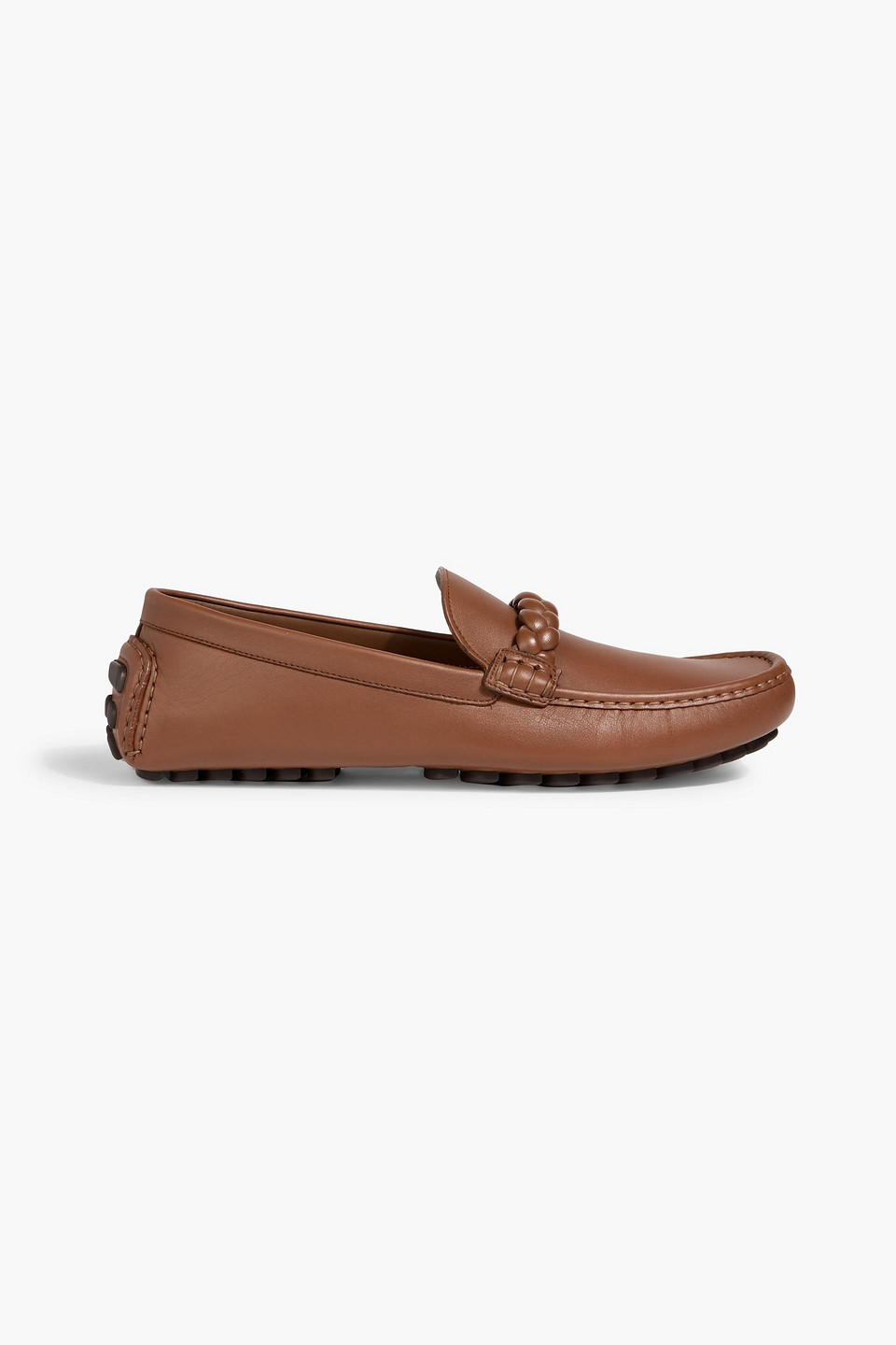 Gianvito Rossi Monza Braid-trimmed Leather Loafers In Brown