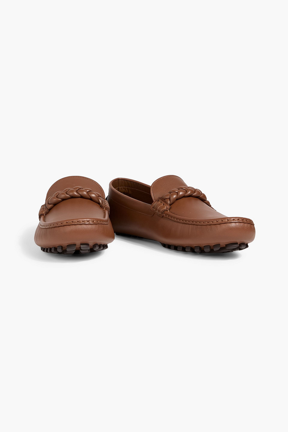 Gianvito Rossi Monza Braid-trimmed Leather Loafers In Brown