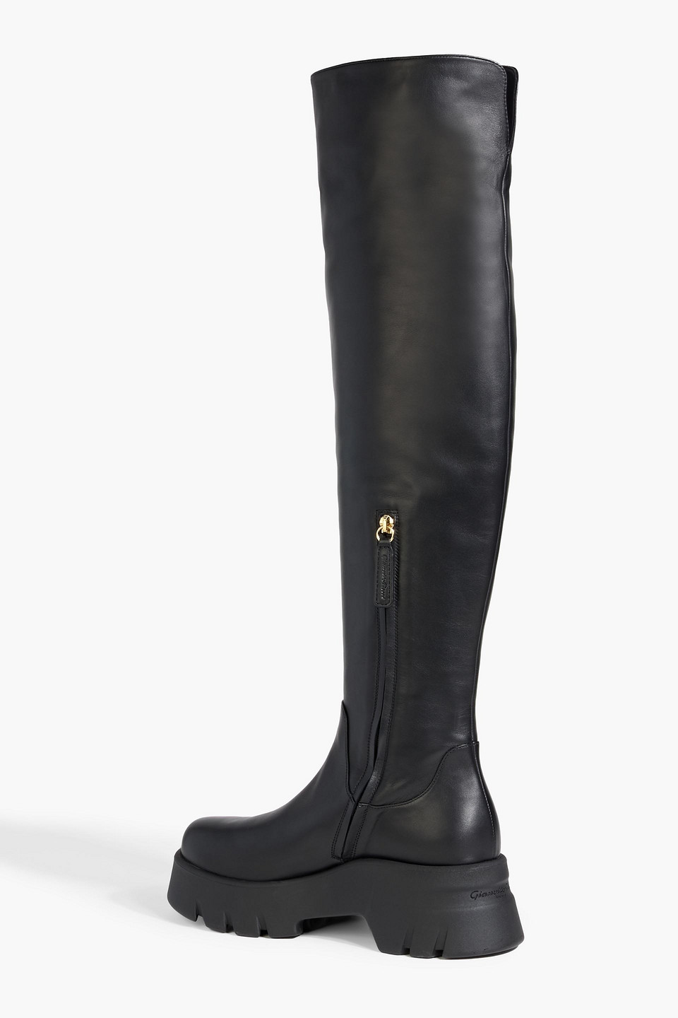 Gianvito Rossi Montey Leather Platform Over-the-knee Boots In Black
