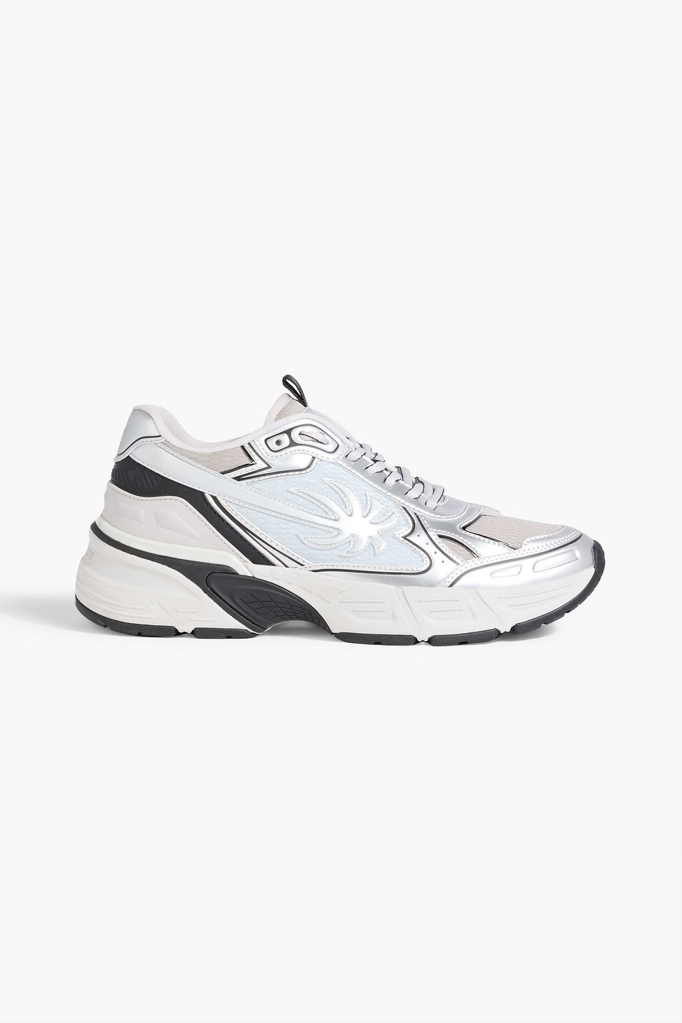 palm angels - metallic leather and mesh sneakers - metallic - eu 40