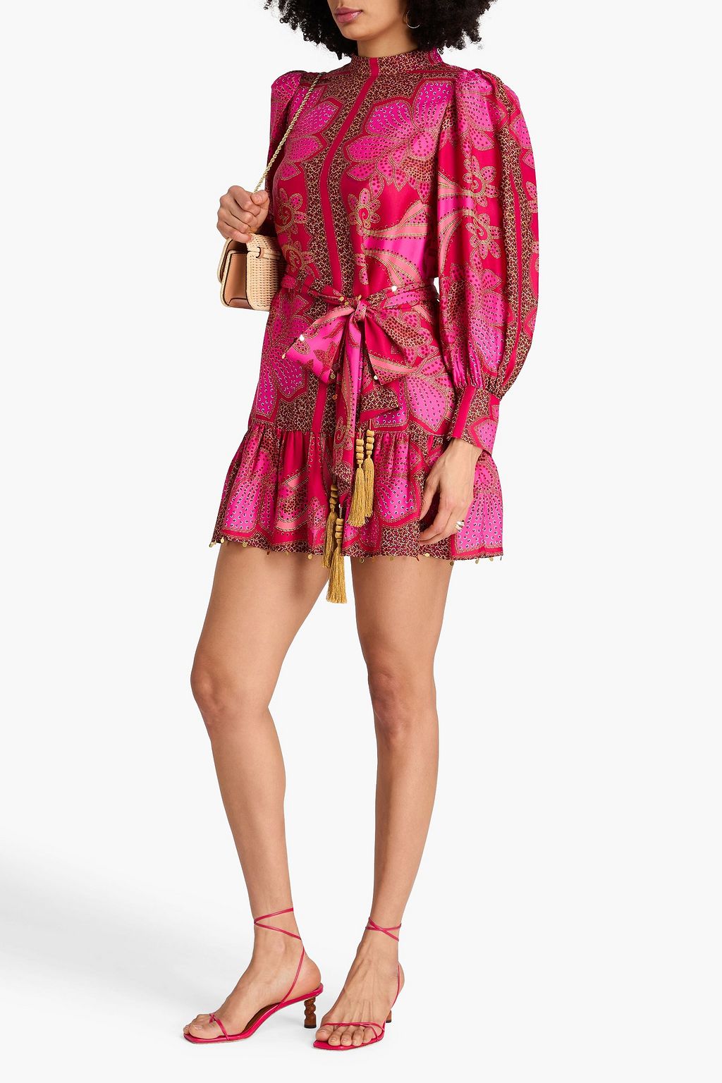 FARM RIO Embellished printed twill mini dress | THE OUTNET FARM RIO Embellished printed twill mini dress | THE OUTNET