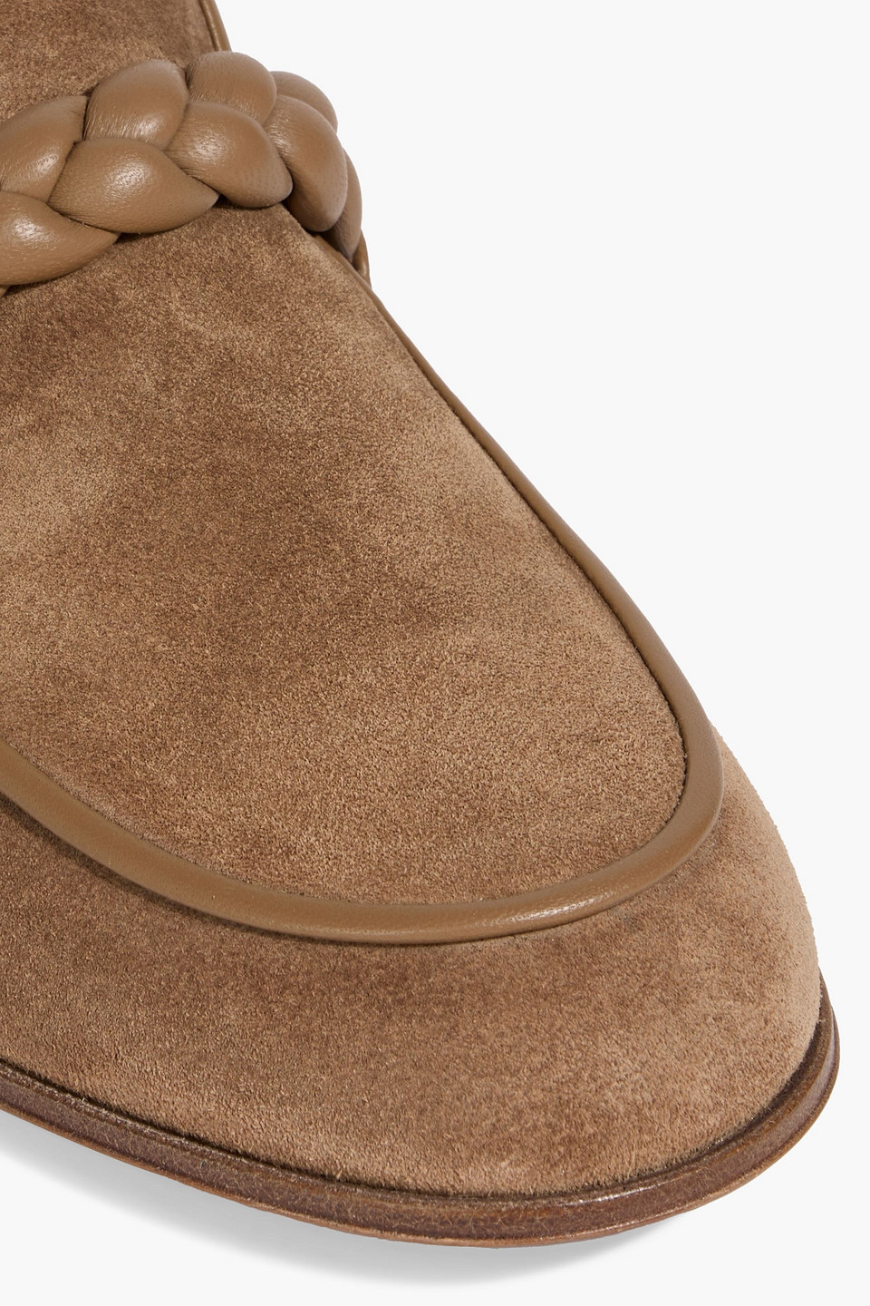 Gianvito Rossi Massimo Braided Suede Loafers In Brown